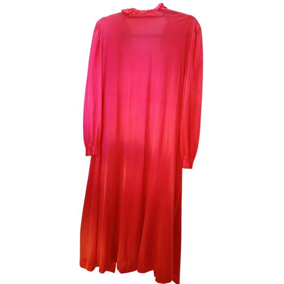 VTG Lorraine Pink Gown & Robe Set Pink Nylon Peignoir XL & Lace Trim Nightie M - Picture 7 of 12
